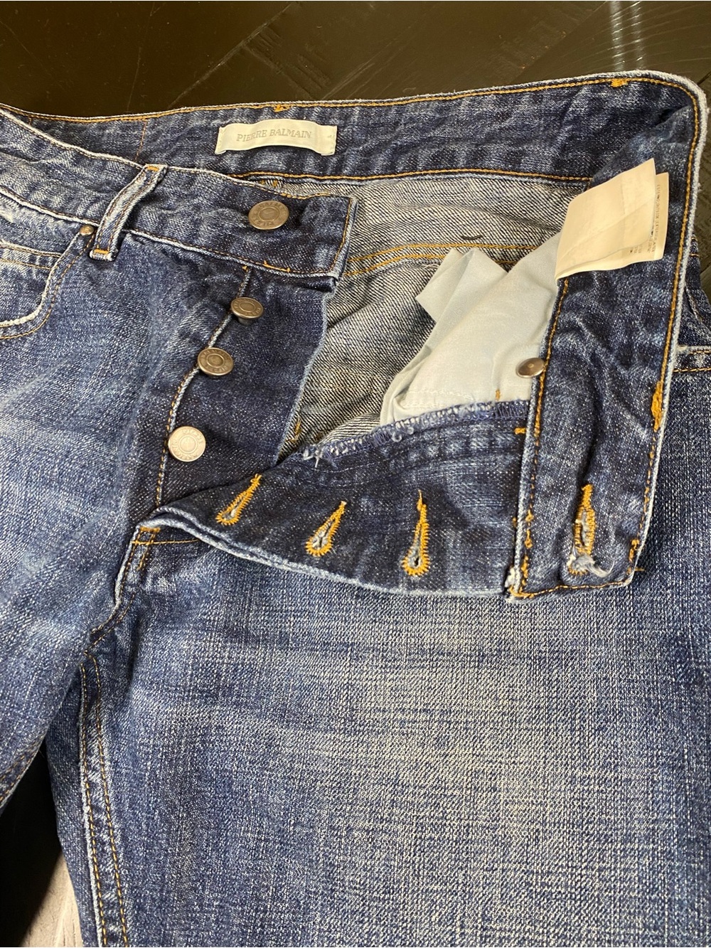 Pierre Balmain Men's Straight-Leg Distressed Denim Jeans in Blue - Picture 10 of 16